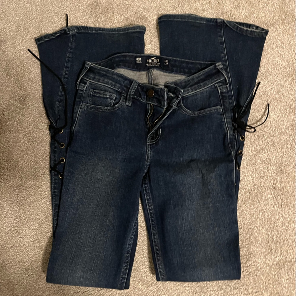 Blue tied flare Hollister jeans